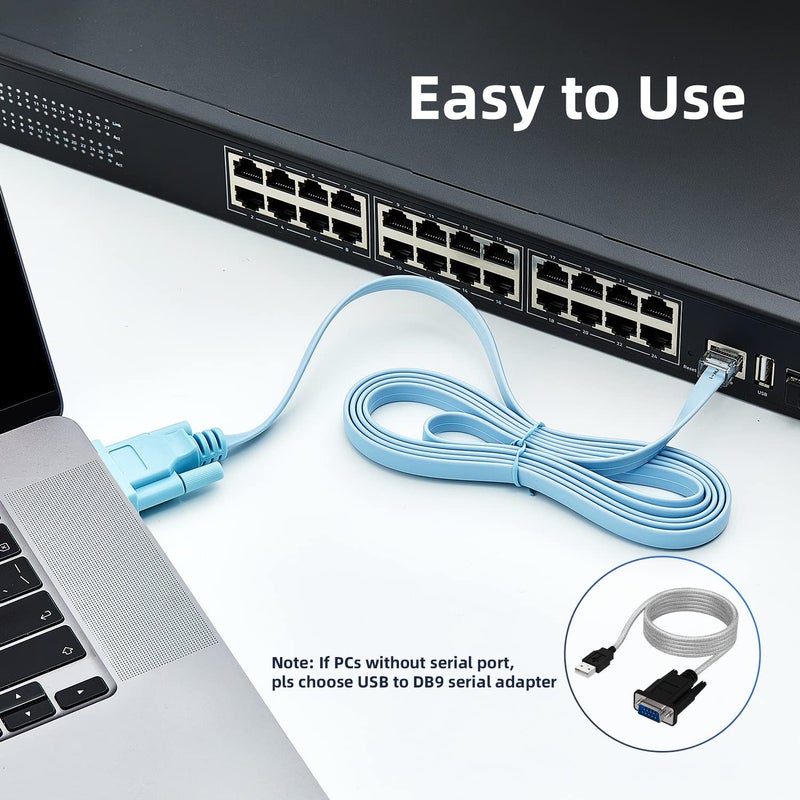 PhyinLan RJ45 to DB9 Console Cable, 1.8m/6ft RS232 to RJ45 Console Cables Serial Port Management Adapter Compatible with Cisco Router Switch - Image 3
